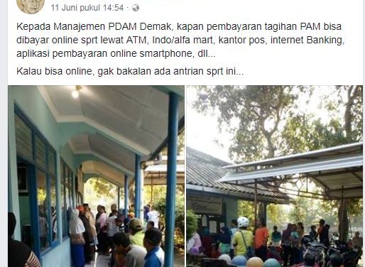 Antrian Bayar PDAM Demak Berjubel , Warga Demak Usul Bisa Bayar Secara Online