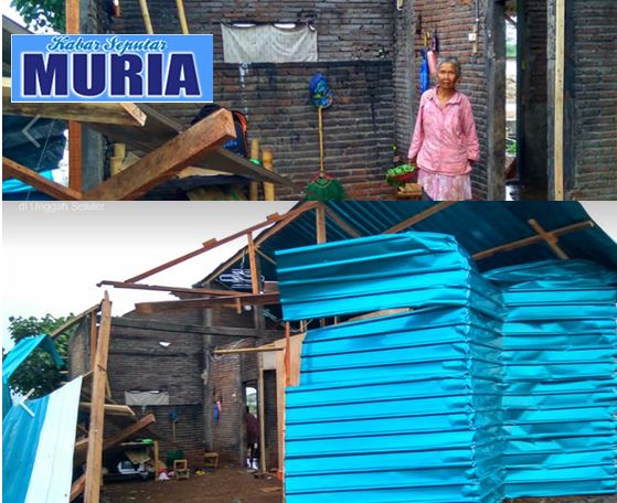 Rumah Mbah Kasmo Kedungkarang Demak , Porak Poranda di Hantam Angin Lesus