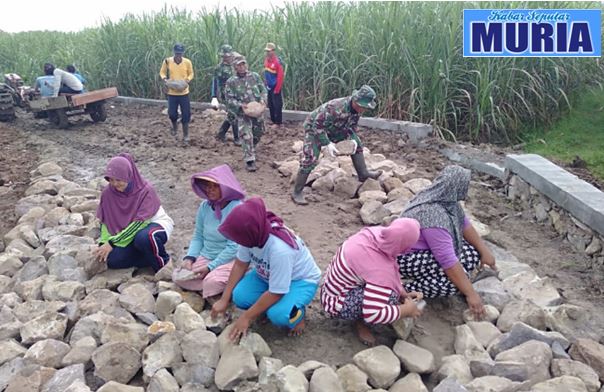 Emak-Emakpun Tak Ketinggalan Ikut Gotong Royong TMMD di Pati