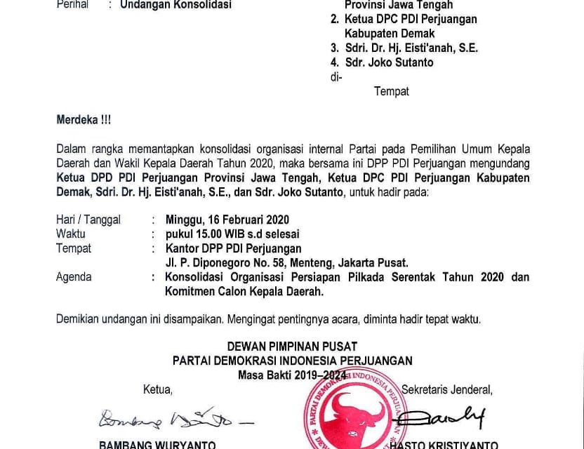 Pengumuman Dipercepat, DPP PDIP Berikan Surat Kepercayaan Kepada Calon Esty – Jos