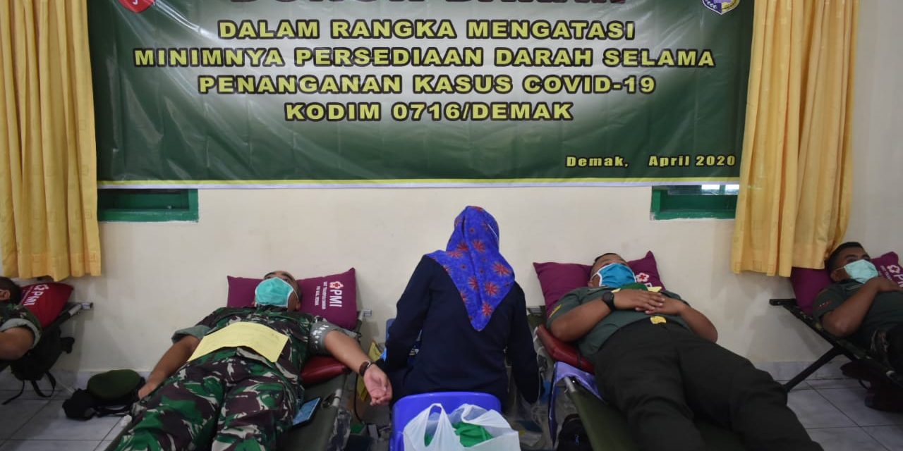 Antisipasi Minimnya Persediaan Darah Selama Penanganan Covid-19, Kodim 0716/Demak Gelar Donor Darah