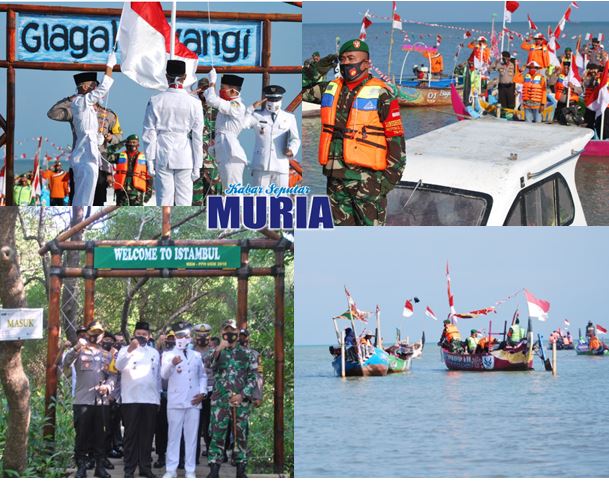 Unik , Peringati HUT ke 75 Gelar Upacara Bendera diatas Perahu