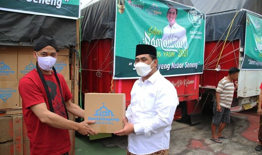 Belasan Ribu Bantuan Paket Sembako dari SGN Dilepas Panglima Santri Gayeng