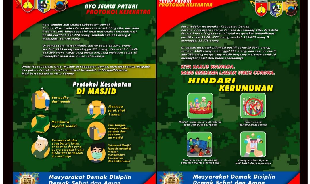 Cegah Penyebaran Covid 19,  Kodim Demak Pasang Pamflet Edukasi Masyarakat