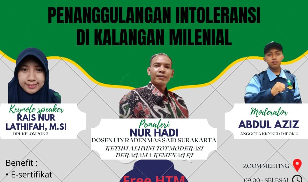 Webinar Moderasi Beragama guna Tanggulangi Intoleransi dikalangan Milenial