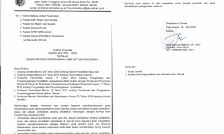 Ini Surat Edaran Dindikbud Demak Terkait Pelaksanaan Wisuda Atau Pelepasan Siswa