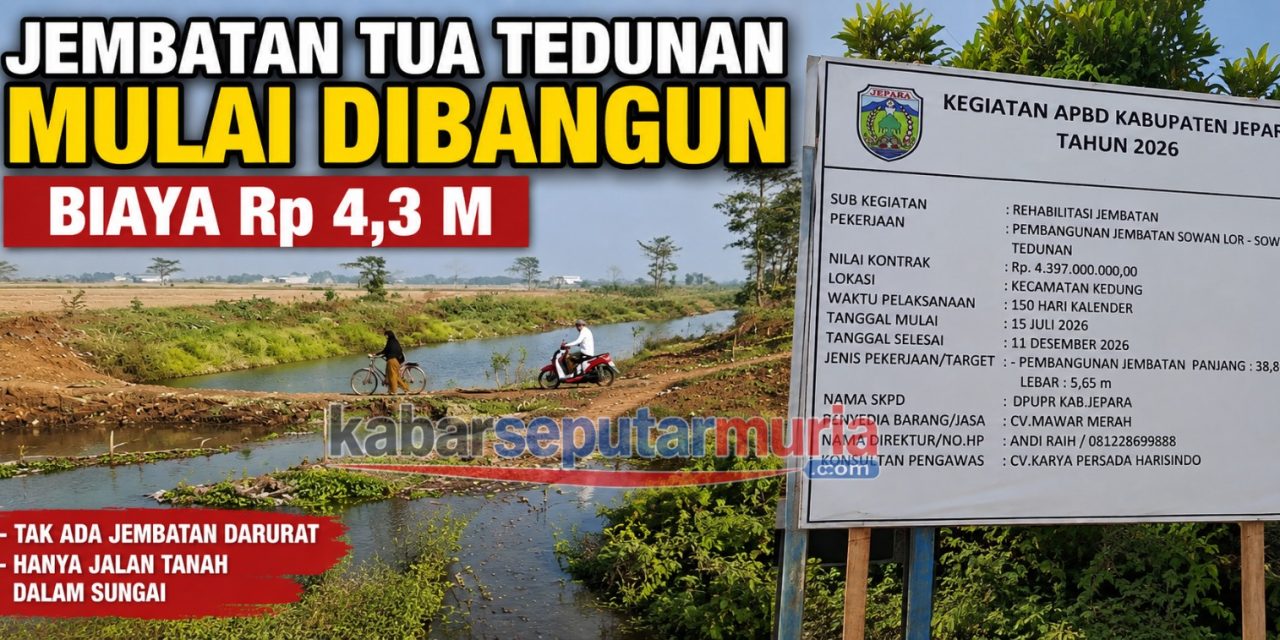 Jembatan Tua Tedunan Mulai Dibangun, Hati Hati Jalan Darurat Lewati Sungai